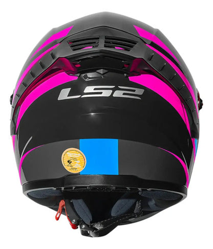 Capacete LS2 FF358 Pro Modok com Spoiler Preto Rosa Brilhante