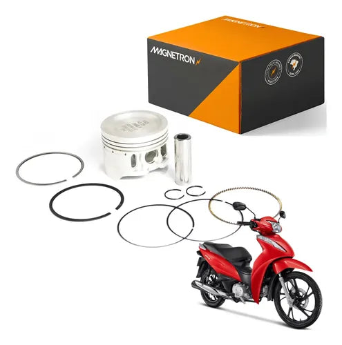 Kit Pistão com Anéis Magnetron Honda Biz 125 2009 a 2023 0,75 mm