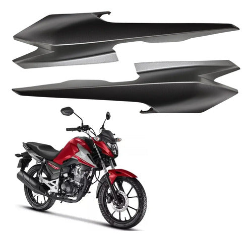 Par de Rabetas Laterais Paramotos Honda Cg 160 Titan 2025 em diante Cinza Fosco