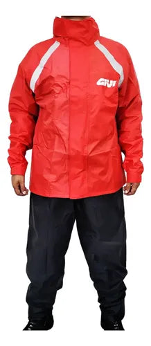 Capa de Chuva Conjunto Givi Nylon Masculina Vermelho Preto Tamanho XXL