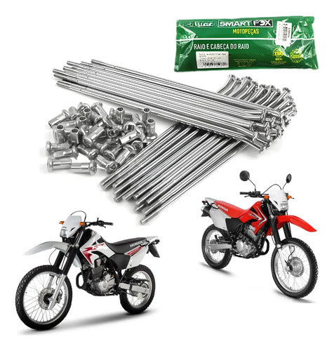 Jogo de Raios Dianteiro Smartfox Honda Tornado 250 2001 em diante 4 mm Cromado