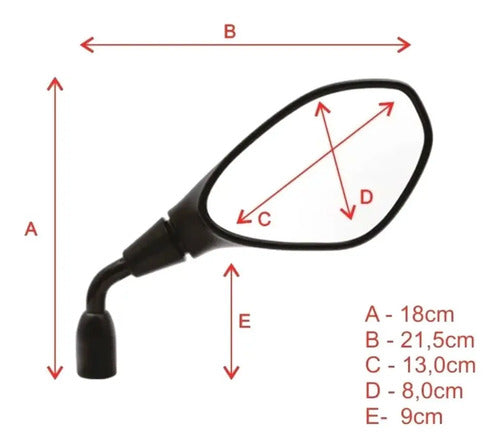 Par de Retrovisores GVS Universal Rosca Yamaha Lente Prata