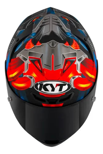Capacete KYT TT-Course Magnet Azul Vermelho Preto Brilhante