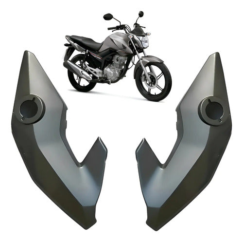 Par de Bananinhas Carenagens Laterais do Farol Paramotos Honda Cg 150 160 Fan Start Cinza