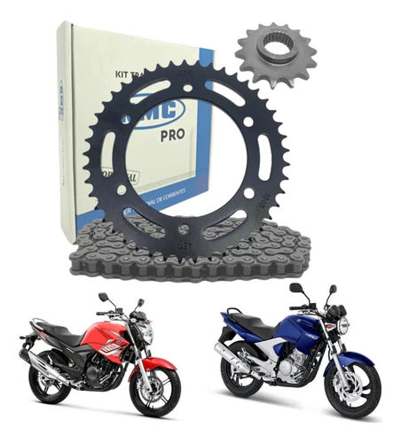 Kit Relação KMC Pro sem Retentor Yamaha Fazer 250 2006 a 2017 428H 132L 45/15T