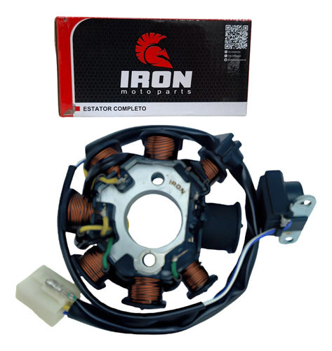 Magneto Estator com Bobina de Pulso Iron Dafra Super 100 8 Bobinas