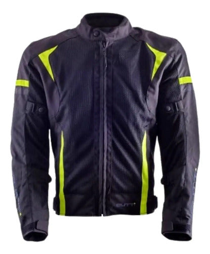 Jaqueta Gutti New Summer G-4204 Ventilada com Proteção Masculina Preto Verde Fluorescente Tamanho M