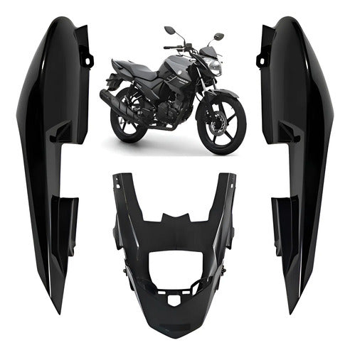 Rabeta Lateral Completa Paramotos Yamaha Fazer 150 2014 a 2025 Preto Brilhante