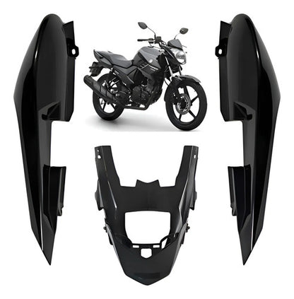 Rabeta Lateral Completa Paramotos Yamaha Fazer 150 2014 a 2025 Preto Brilhante