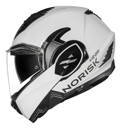 Capacete Escamoteável Norisk Avenger Solid com Óculos Solar Interno Branco Brilhante Tamanho 58/M