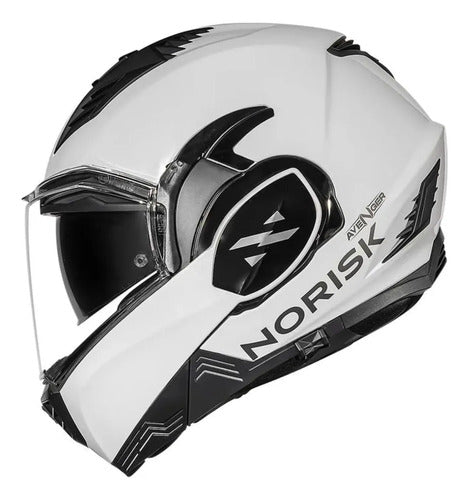 Capacete Escamoteável Norisk Avenger Solid com Óculos Solar Interno Branco Brilhante Tamanho 62/XL