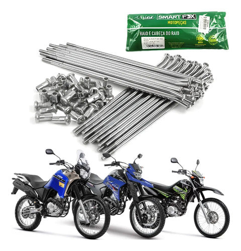 Jogo de Raios Dianteiro Smartfox Yamaha Xtz 125 Lander Ténéré 250 3,5 mm Cromado