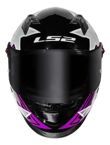 Capacete LS2 FF358 Pro Estellar com Spoiler Preto Roxo Rosa