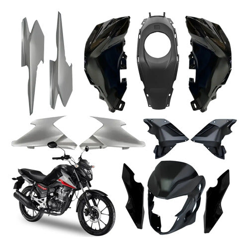 Kit Carenagem Completo Paramotos Honda Cg 160 Titan 2025 em diante Preto Brilhante