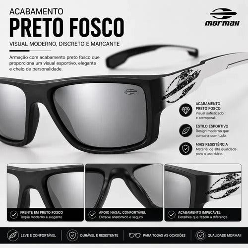Óculos De Sol Mormaii Joaca 4 Preto Masculino M0112aat09 Cor Da Armação Preto Com Hastes Brancas