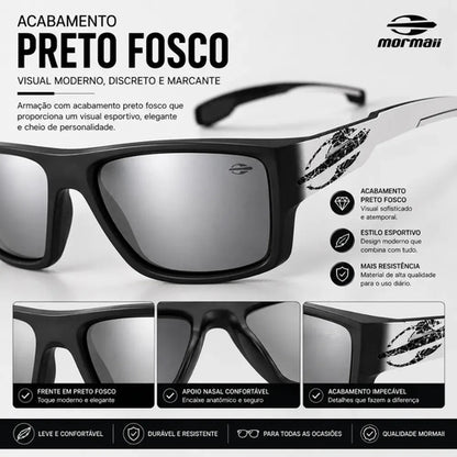 Óculos De Sol Mormaii Joaca 4 Preto Masculino M0112aat09 Cor Da Armação Preto Com Hastes Brancas