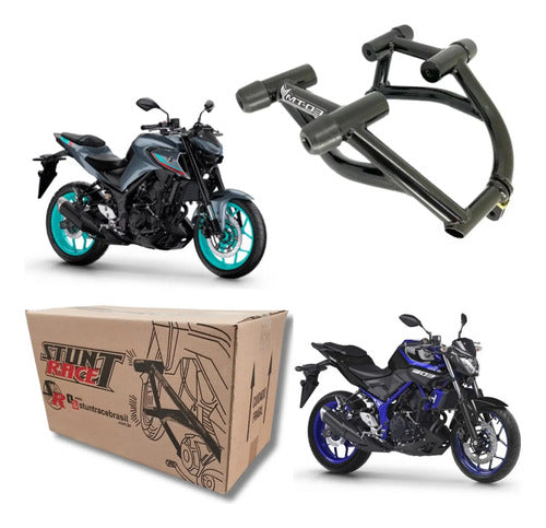 Protetor de Motor Stunt Race Cage Yamaha Mt-03 2016 em diante Preto Brilhante