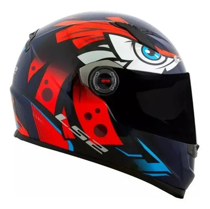 Capacete LS2 FF358 Tribal Laranja Preto Azul Brilhante