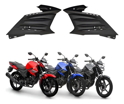 Par de Acabamentos Internos da Aba do Tanque Paramotos Yamaha Fazer 150 2014 a 2024 Preto