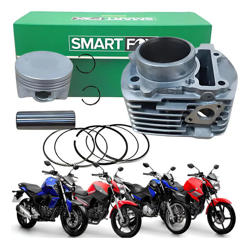 Kit Cilindro Pistão e Anéis Smartfox Yamaha Fazer Factor Crosser 150