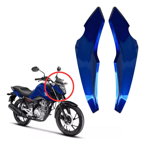 Par de Carenagens Laterais do Farol Paramotos Honda Cg 160 Titan Fan Start 2025 em diante Azul