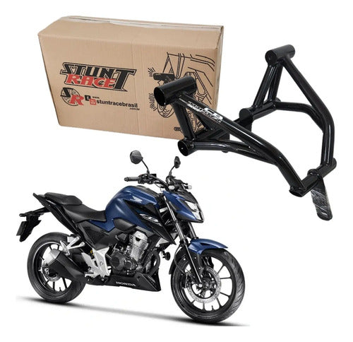 Protetor de Motor Stunt Race Street Cage Honda Cb 300f Twister 2023 a 2025 Preto Brilhante