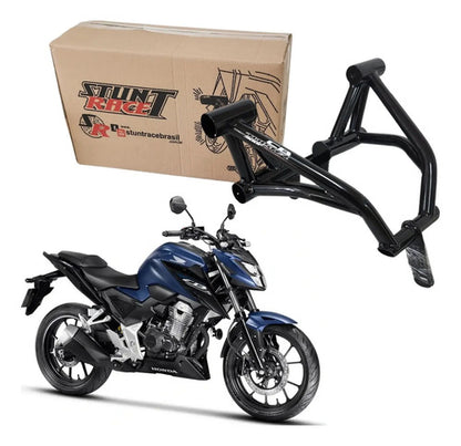 Protetor de Motor Stunt Race Street Cage Honda Cb 300f Twister 2023 a 2025 Preto Brilhante