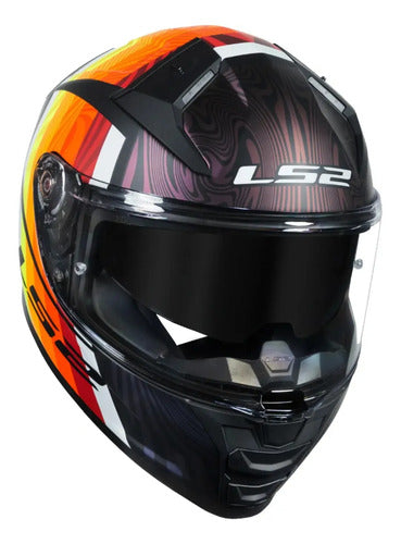 Capacete LS2 FF811 Vector II Freedom com Óculos Solar Interno Preto Laranja Fosco