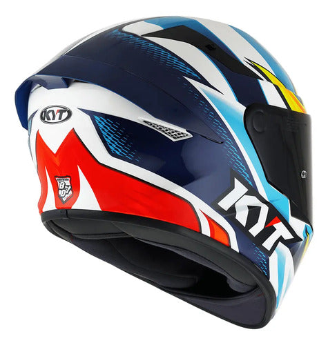 Capacete KYT TT-Course Leandro Tati Mercado Laranja Azul Branco Brilhante