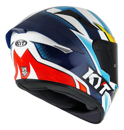 Capacete KYT TT-Course Leandro Tati Mercado Laranja Azul Branco Brilhante