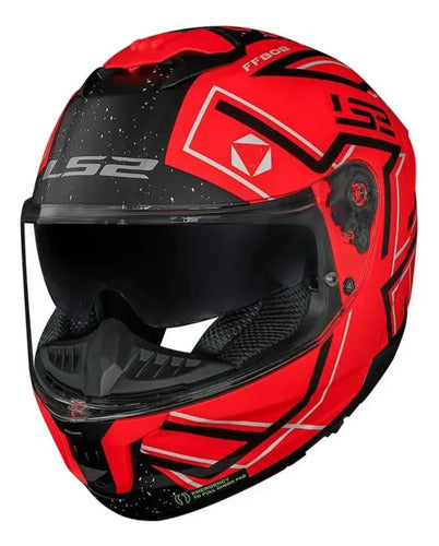 Capacete LS2 FF808 Stream II Maze com Óculos Solar Interno Laranja Preto Fosco