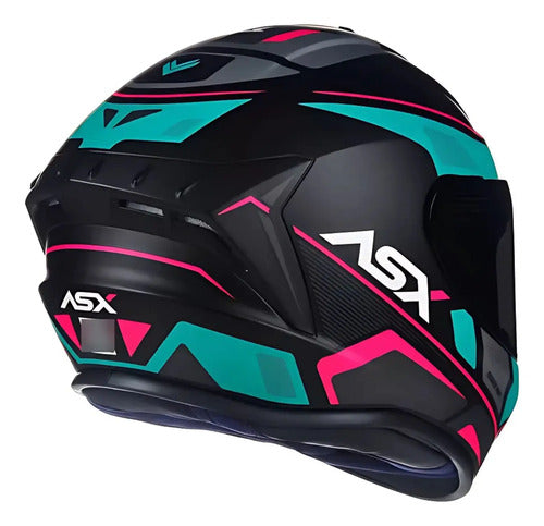 Capacete ASX Draken Wind Preto Azul Rosa Fosco