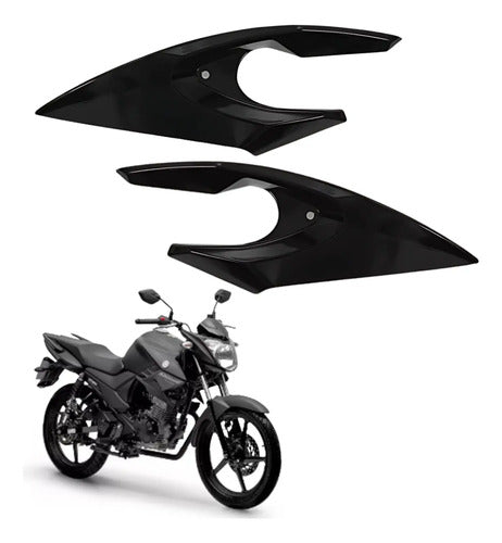 Bananinha Par de Carenagens Laterais do Farol Paramotos Yamaha Fazer 150 2014 a 2025 Preto Metálico