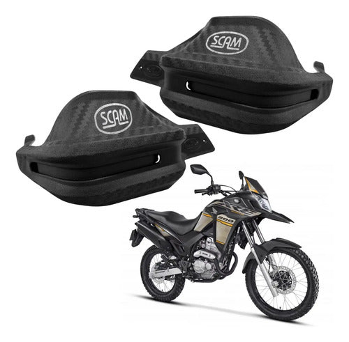Par de Protetores de Mão Scam Honda Xre 300 2016 a 2023 Preto