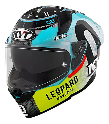 Capacete KYT R2R Max Dennis Foggia Misano com Óculos Solar Interno Azul Preto Brilhante