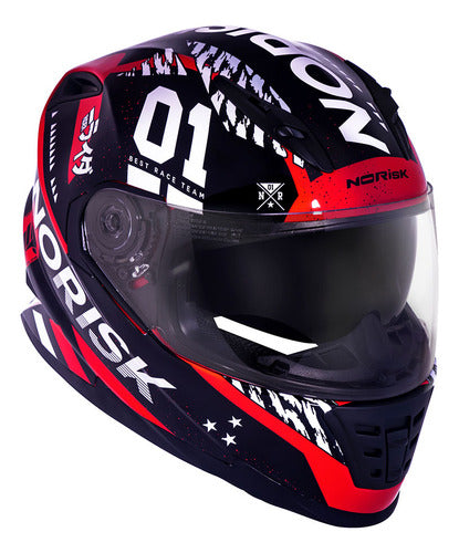 Capacete Norisk FF302 Soul Tokyo com Óculos Solar Interno Preto Vermelho Brilhante