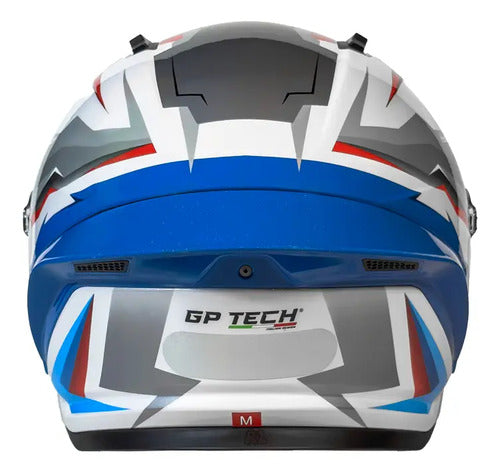 Capacete GP Tech Pilot Hacker Branco Azul Brilhante Tamanho 56