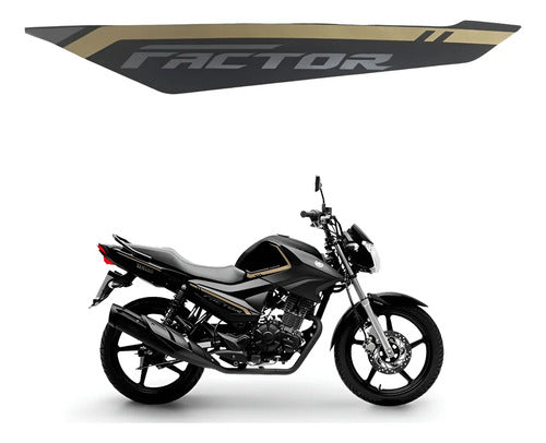 Adesivo da Tampa Lateral Esquerda Yamaha Factor 150 2024 Preto Dourado