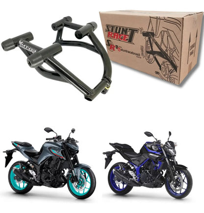 Protetor de Motor Stunt Race Cage Yamaha Mt-03 2016 em diante Preto Brilhante