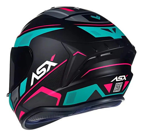 Capacete ASX Draken Wind Preto Azul Rosa Fosco
