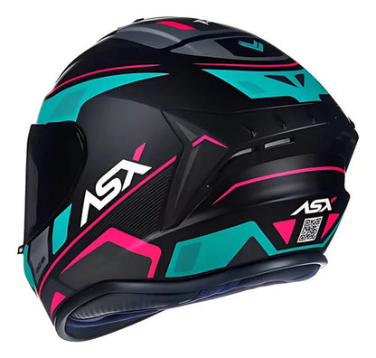 Capacete ASX Draken Wind Preto Azul Rosa Fosco