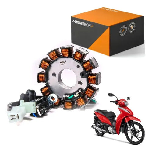 Magneto Estator com Bobina de Pulso Magnetron Honda Biz 125 2018 a 2024
