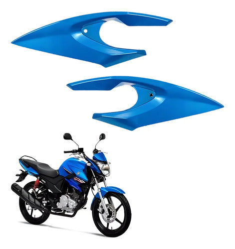 Bananinha Par de Carenagens Laterais do Farol Paramotos Yamaha Fazer 150 2014 a 2015 Azul Metálico