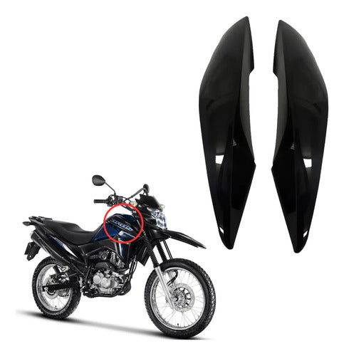 Par de Abas do Tanque Paramotos Honda Bros 160 2015 a 2021 Preto Brilhante