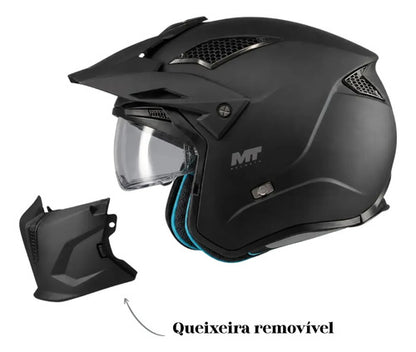 Capacete MT Helmets Streetfighter SV S Pure com Óculos Solar Interno Preto Fosco