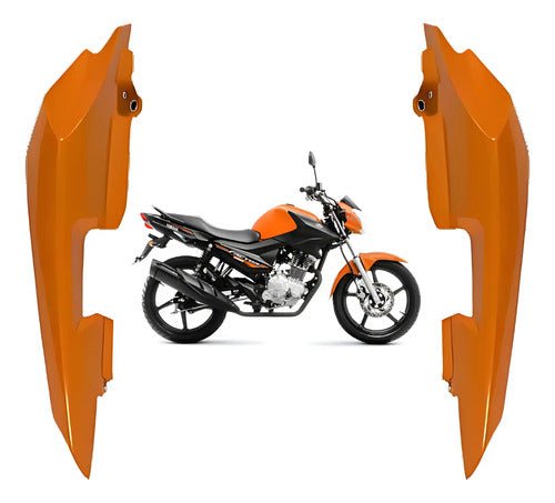 Par de Rabetas Laterais Paramotos Yamaha Factor 150 2016 a 2017 Laranja Metálico