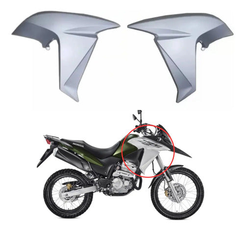 Par de Aletas Abas do Tanque Paramotos Honda Xre 300 2016 a 2018 Prata Fosco