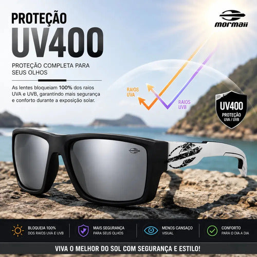 Óculos De Sol Mormaii Joaca 4 Preto Masculino M0112aat09 Cor Da Armação Preto Com Hastes Brancas