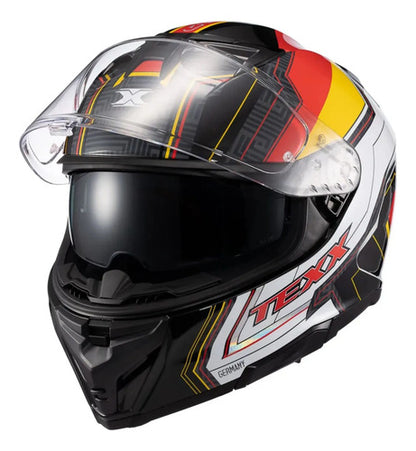 Capacete Texx Kaiman Flag Alemanha com Óculos Solar Interno Preto Brilhante Tamanho 58