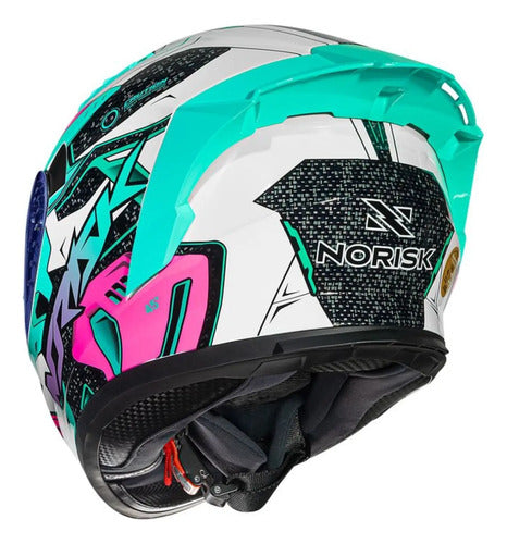 Capacete Norisk Flow Robot com 2 Viseiras e Spoiler Branco Verde Brilhante